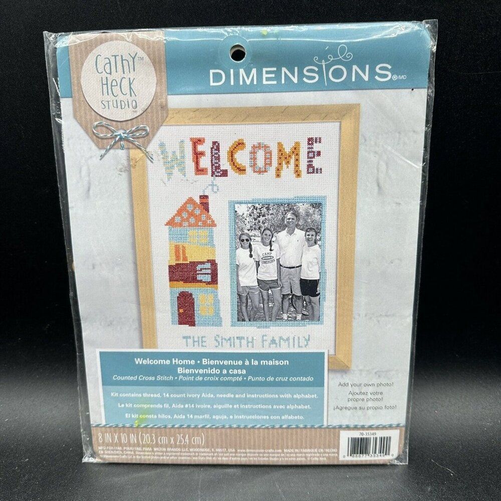 Counted Cross Stitch Personalized Welcome Home 8x10 Cathy Heck Studio Add Photo